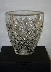 Waterford FERNDALE POCKET VASE . Oval shaped pocket vase has criss cross graduated cuts as well as the popular fan...