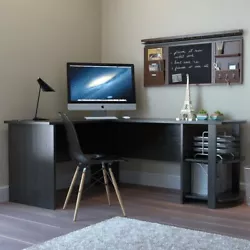 Create the perfect office space with the Kristen L-Shaped Desk with Bookshelves. This Desk fits snugly in a corner to...