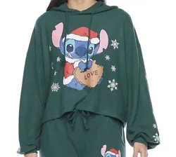 Disney Lilo and stitch Christmas crop sweatshirt Size Small. 70% polyester 30% rayon #11