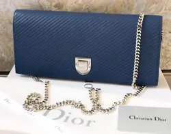 Rare Gorgeous Authentic Christian Dior Chevron Diorama Chain Bag. From the Spring/Summer 2016 Collection. Indigo...