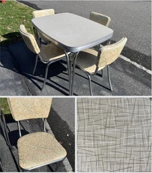 Vintage Mid Century Modern 1950 Dinette Formica Chrome Kitchen Table & Chair Set. Perfect for vintage themed kitchen,...