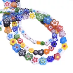 Material: Millefiori Glass. Condition: Handmade beads, shape/size not perfect. 7~9mm 50pcs.