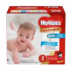 Size 2: 12-18lbs, 174ct. Huggies Plus Diapers Sizes 1 - 6. The Perks of HUGGIES Plus. In the event a product is listed...
