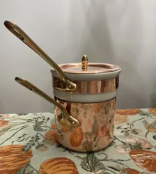 A beautiful piece of copper from Mauviel! Tin is fully intact on both the lid and interior of the bottom. This list is...