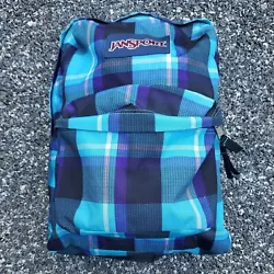 JanSport Backpack Bookbag Day bag Plaid.  Thank you for shopping.   The rear of bag has some loose snitches, and...