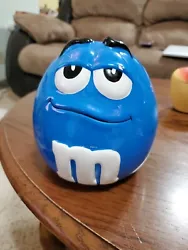 M&M Blue Candy Galerie Cookie Jar Dish Ceramic. Some chips in paint (see photos for details)