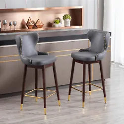 🍀Modern Design: These bar stools have a modern style, soft breathable leathaire fabric button Trim backrest, padded...