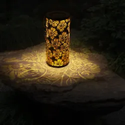 Lantern design with hollow chrysanthemum pattern and inside LED light, projection light. Item type: hollow solar...