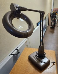 Vtg Dazor USA M-1470 Brown Articulating Magnifying Floating Fixture Desk Lamp**.