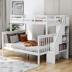 Stairway Bunk Bed: Twin over full stairway bunk bed can be converted into two separate beds, but the top bunk foot...