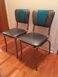vintage pair vitro diner chairs 1950’s style. made in usa. Good shape with a little rust to the chrome and one small...