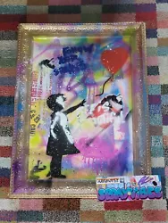mr brainwash girl with balloon canvas wall art framed canvas high quality rare. Limited edition reproduction series...