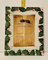 Ceramic Tile Trivet or Spoon Rest. Decorated Christmas Doors.