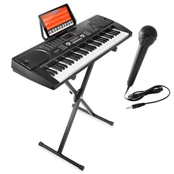 Includes: 61-Key Electronic Keyboard Piano, Adjustable Keyboard Stand, Sheet Music Stand, Microphone, DC 9V/AC Power...