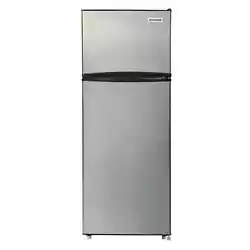 Ft. Top-Freezer Refrigerator. This sleek Platinum design combines practical features like adjustable shelves, cycle...