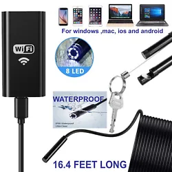 1x endoscope. WIFI wireless connection, Built in 3.7V 600mAh lithium battery, with 8 LED Lights, brightness adjustable....