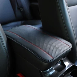 1x Car Armrest Center Console Box Pad Cover Protector Car Accessories Black&Blue. PU Leather Car Front Seat Pad Mat...