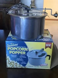 Open boxNever usedWhirley Pop Junior popcorn popper 6 quarts stove top aluminum pan