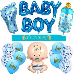 THE PERFECT PARTY: The BABY BOY BALLOON SETare well-designed Baby Shower or Baby gender reveals party supplies. Careful...
