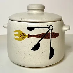Vintage Midcentury Stoneware Crock Bean Pot Decorative Kitsch West Bend 1960s. Both Crock and Lid are in Excellent...
