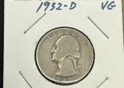 1932-D 25C Washington Quarter.g-vg condition
