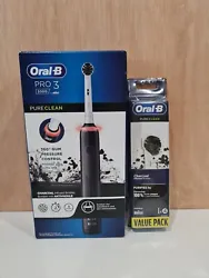 Le lot comprends : un brosse à dent Oral-B Pro 3 3000 Pure Clean et 4 brossettes PURE CLEAN CHARCOAL. MONDIAL RELAY A...