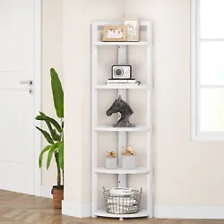 Shelf Tier: 5. Item Type: Corner shelf. Shelf Material: Manufactured wood. Smallest Shelf Weight Capacity: 50lb....