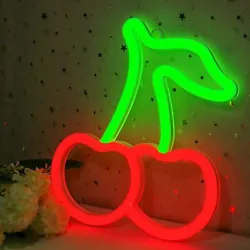 Unique cherry-shaped LED neon sign: This LED sign is a 3D art that can brighten and change the surrounding space. Wide...