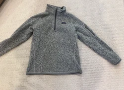 PATAGONIA GIRLS BETTER SWEATER 1/4 ZIP PULLOVER GRAY SIZE L12.