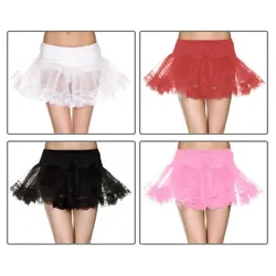 Includes one double layer short petticoat with lace trim, sized for adults. Choose this short lace petticoat in black,...