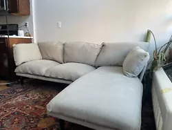 Grey West Elm Birch Sectional Living Room Couch (Good Condition). Item was covered with blankets during use so...