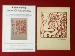 The Whitney Museum held a retrospective of his art in 1997. Keith Haring, attributed, Ink Drawing, hand Signed. A...