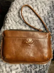 PATRICIA NASH Brown Genuine Leather Zipper Wristlet Wallet