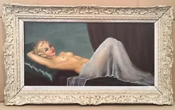 Grand tableau, huile sur toile encadrée (cadre ancien Montparnasse). Format : 40 x 80 cm tableau, 58,5 x 98,5 cm total...