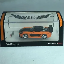 Peako64 (ref.:). 1/64 Scale Mazda RX-7 Veilside Orange / Black Diecast.