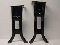 This is an Antique Pair Steel Adjustable School Desk Table Legs. They can adjust from 15.5