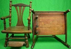 Beautiful antique wooden dolls high chair. Great display with your favorite doll or teddy bear. which also converts to...
