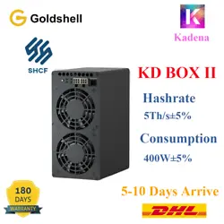 Goldshell KD BOX II Miner ASIC. Goldshell KD BOX II (KDA) Miner! Default Hashrate：5Th/s±5% Consumption：400W±5%....
