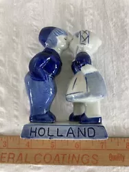Delft Blue Hand Painted Boy and Girl Kissing Couple Holland Figurine 4.25