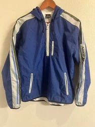 Vintage 90s Nike Blue/White Mesh Lined Windbreaker Rain Jacket Youth Medium. Condition is Pre-owned. Shipped with USPS...