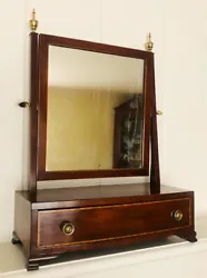 Sheraton Style Shaving Mirror. The tilting screws, urn shaped finials and pulls are all brass and all original. This...
