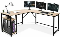 Himimi L Shaped Computer Desk stands out with its practical, versatile and elegant design, it maximizes the use of...