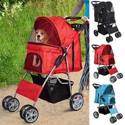 • The great pet stroller have a large undercarriage storage place. The cup holder under the handle can prevents the...