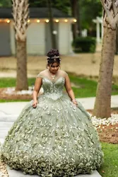 quinceanera dress. This stunning and unique sage green dress looked spectacular on my daughter. It has iridescent...