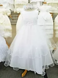 White Flower Girl Dress. First Communion. Formal Dress. Vestido de bautizo. para niÑa- MADE IN USA.