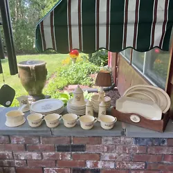 37-Vtg Piece PFALTZGRAFF YORKTOWN Brown Floral STONEWARE Dinnerware USA DISHES. This set is not perfect although it’s...