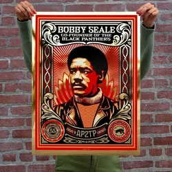 Shepard Fairey Educate to Liberate Bobby Seale Gold Foil Print Poster #/200 Obey.