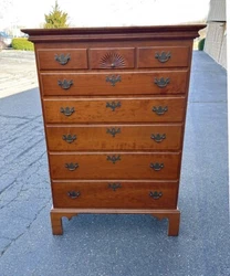 Eldred Wheeler tall Chippendale style chest in solid cherry. Perfectly matched boards, hand carved pin wheel on the top...