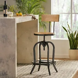 This stylish barstool features a great footrest and is height adjustable. Includes: One (1) Barstool. Material: Fir...