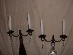 LIGHT CANDLE HOLDER. CLEAR TEARDROP CRYSTALS. BLACK POWDER COATED. This is for.